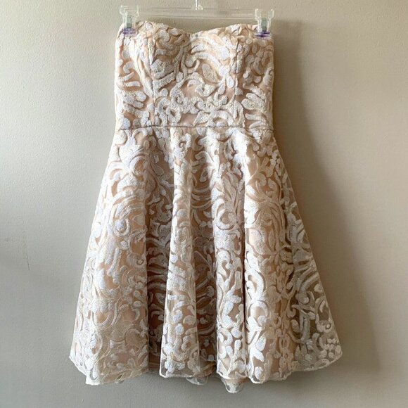 a.drea Sweetheart Neck Sleeveless Fit & Flare Sequins Prom Party‎ Dress Ivory S - Picture 1 of 13